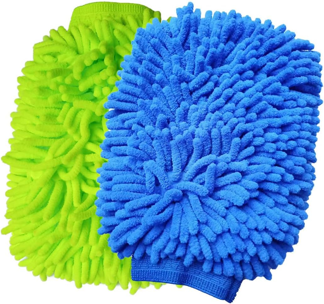 Guante De Lavado De Microfibra Para Coche (2 Uds) — Lava Sin Rayar La Pintura, Reutilizable