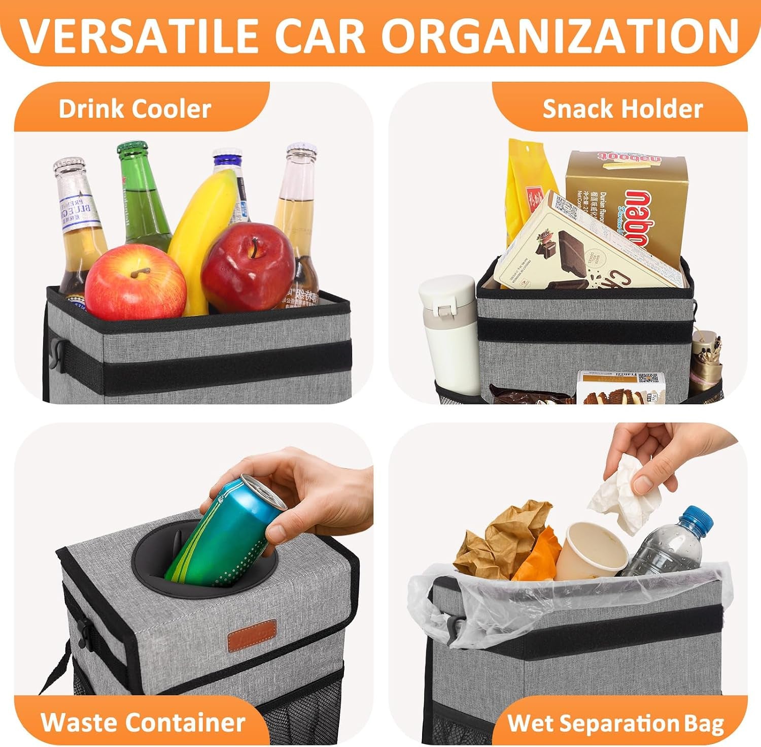 Bote De Basura Para Coche Impermeable Con Tapa — Cubo Plegable Antigoteo Para Puerta, Asiento O Consola