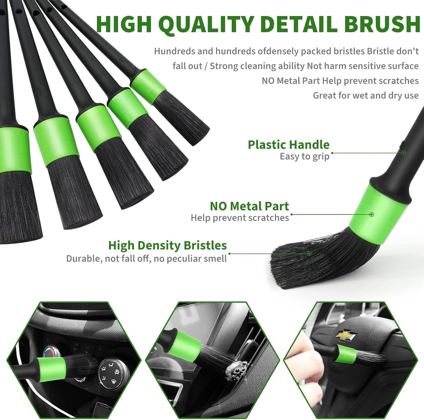 Kit De Detailing Interior Para Coche 18 Piezas — Cepillos Y Toallas Para Rejillas, Tapicería Y Rincones Imposibles