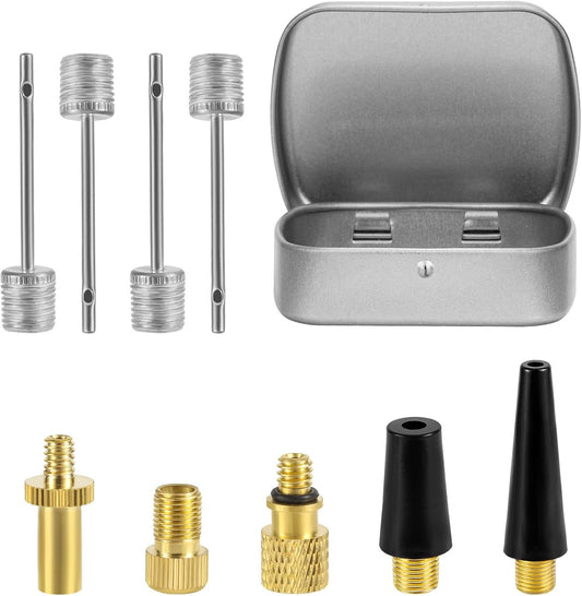 Kit Universal De Adaptadores Para Inflador 9 En 1 — Boquillas De Latón Para Válvula De Bici (Presta/Schrader), Balones, Colchones E Inflables