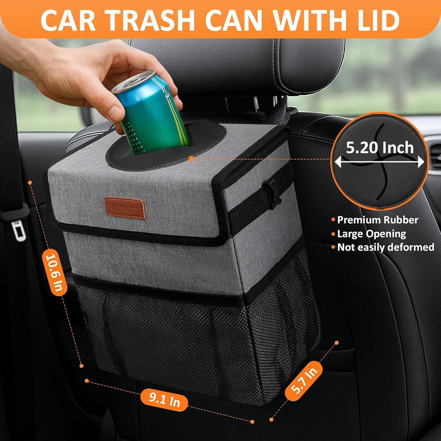 Bote De Basura Para Coche Impermeable Con Tapa — Cubo Plegable Antigoteo Para Puerta, Asiento O Consola