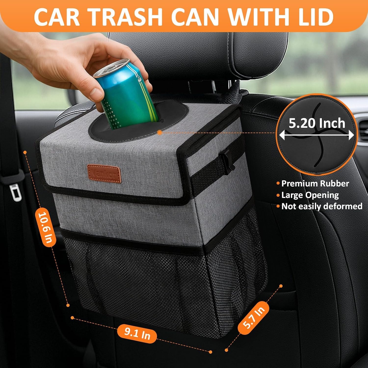 Bote De Basura Para Coche Impermeable Con Tapa — Cubo Plegable Antigoteo Para Puerta, Asiento O Consola
