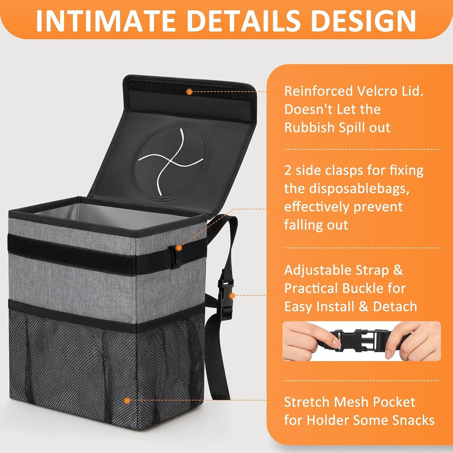Bote De Basura Para Coche Impermeable Con Tapa — Cubo Plegable Antigoteo Para Puerta, Asiento O Consola