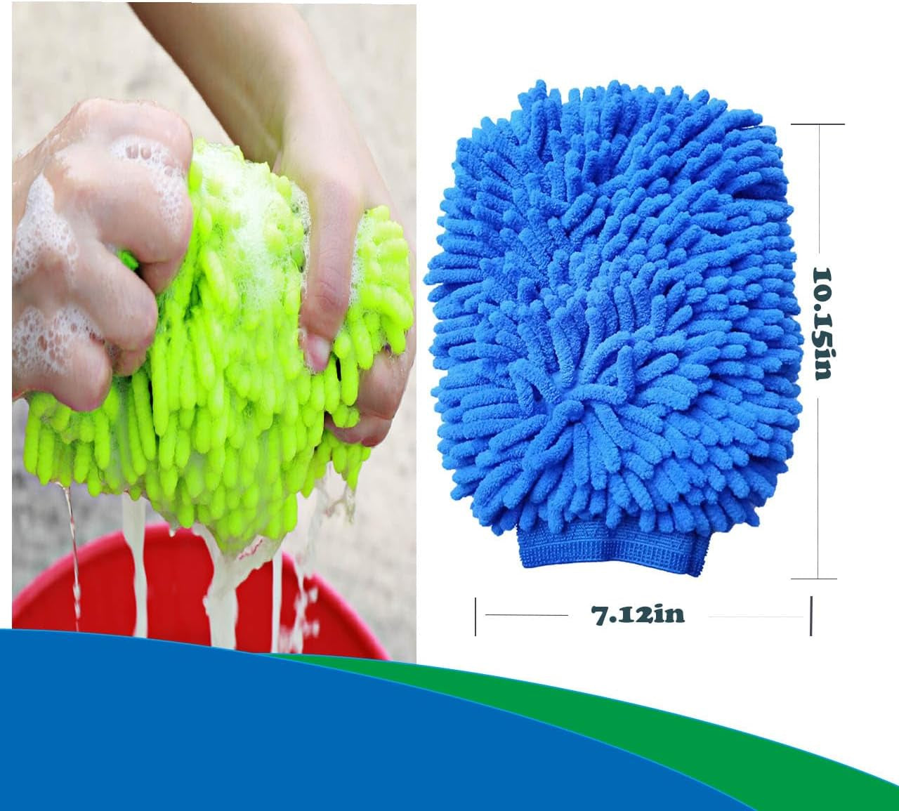 Guante De Lavado De Microfibra Para Coche (2 Uds) — Lava Sin Rayar La Pintura, Reutilizable