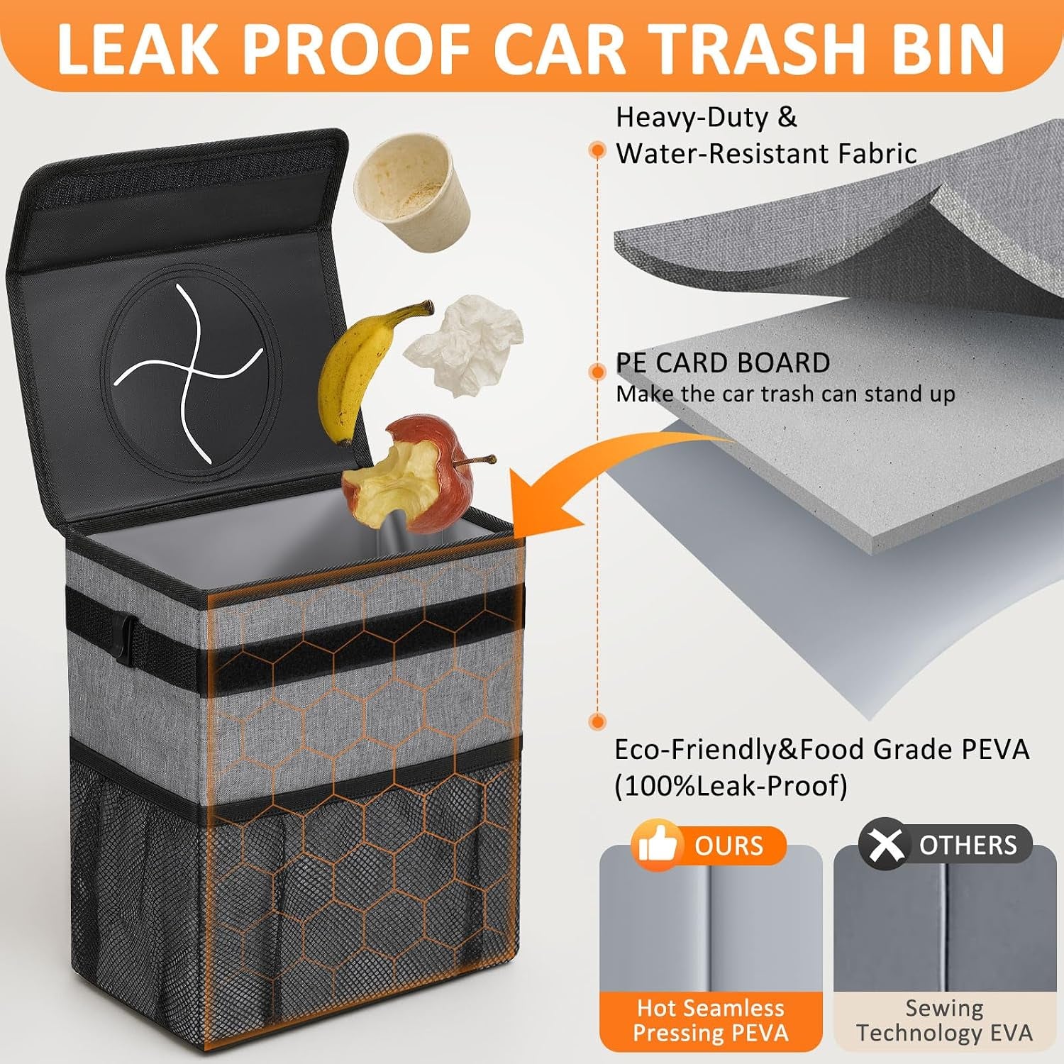 Bote De Basura Para Coche Impermeable Con Tapa — Cubo Plegable Antigoteo Para Puerta, Asiento O Consola