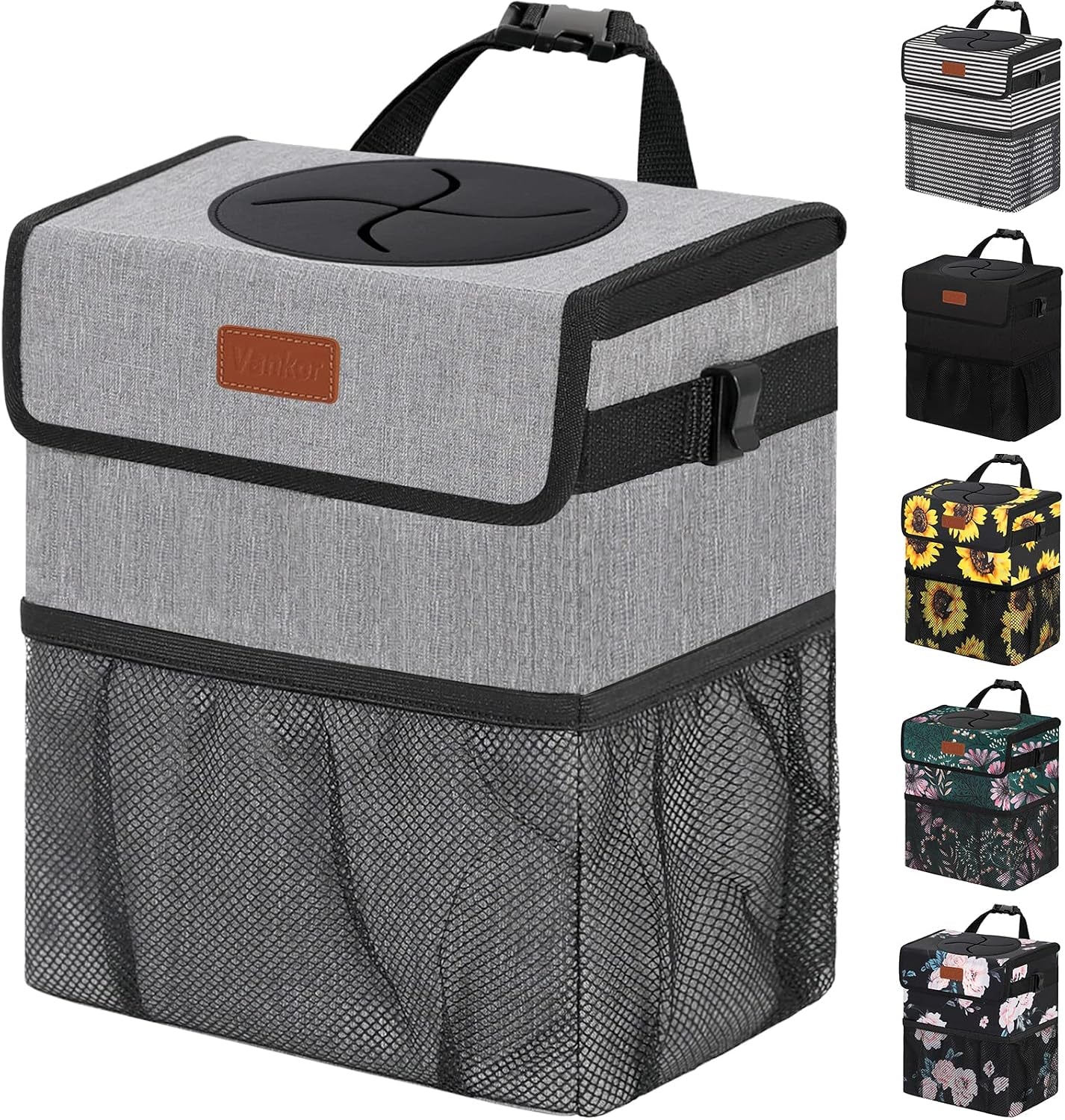 Bote De Basura Para Coche Impermeable Con Tapa — Cubo Plegable Antigoteo Para Puerta, Asiento O Consola