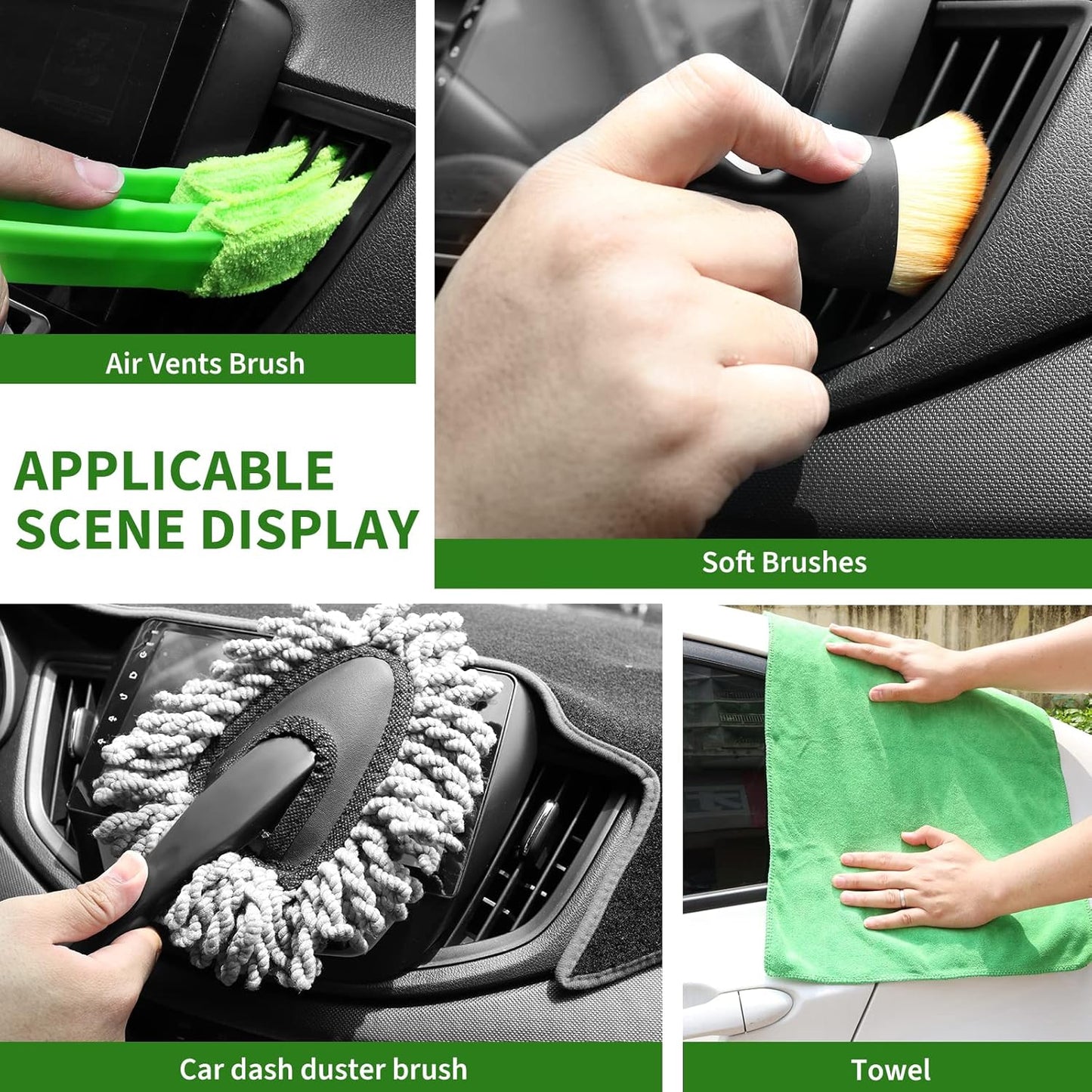 Kit De Detailing Interior Para Coche 18 Piezas — Cepillos Y Toallas Para Rejillas, Tapicería Y Rincones Imposibles