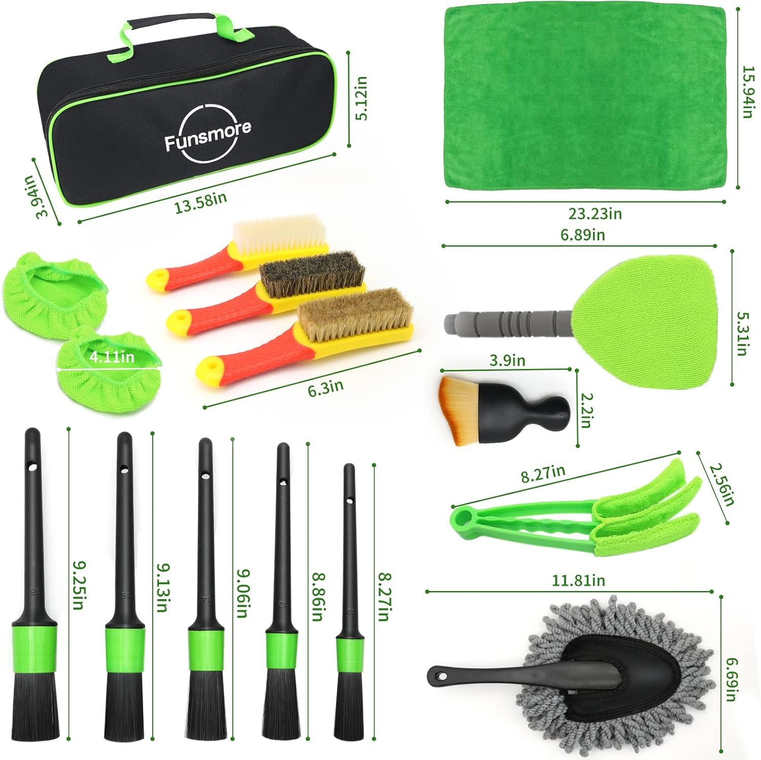Kit De Detailing Interior Para Coche 18 Piezas — Cepillos Y Toallas Para Rejillas, Tapicería Y Rincones Imposibles