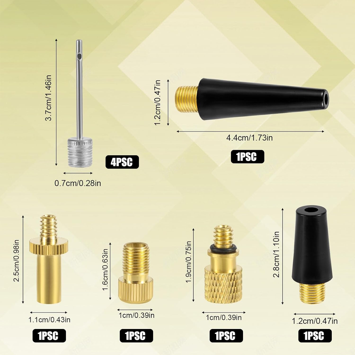 Kit Universal De Adaptadores Para Inflador 9 En 1 — Boquillas De Latón Para Válvula De Bici (Presta/Schrader), Balones, Colchones E Inflables