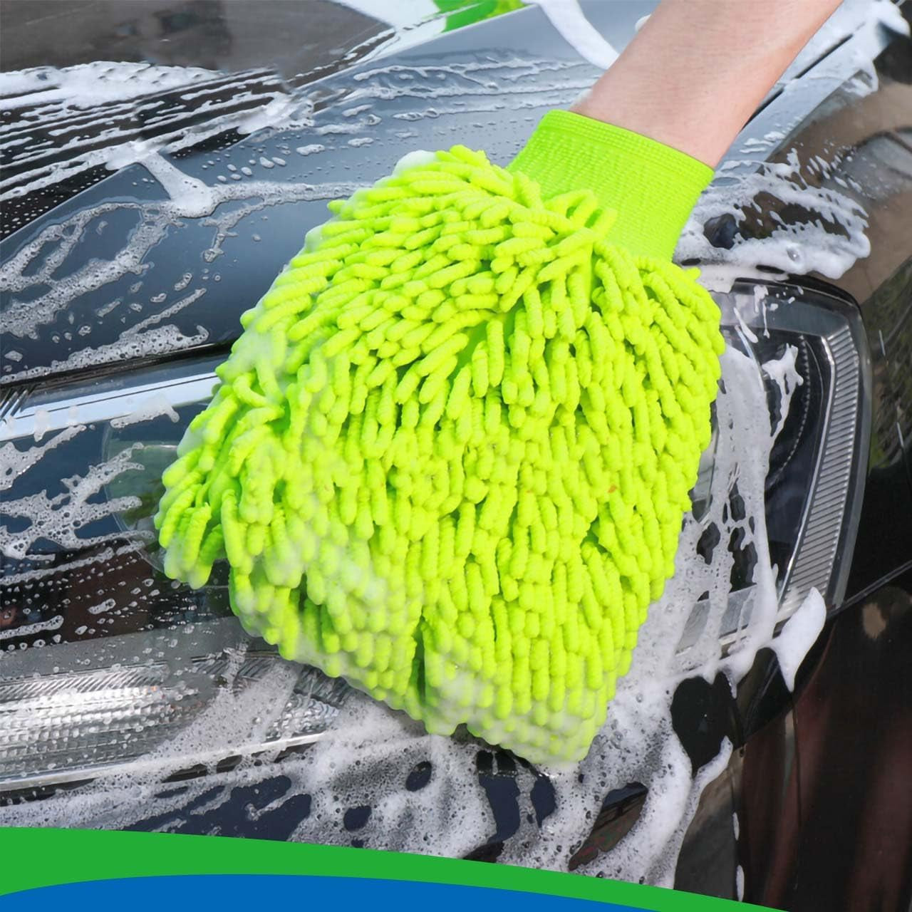 Guante De Lavado De Microfibra Para Coche (2 Uds) — Lava Sin Rayar La Pintura, Reutilizable