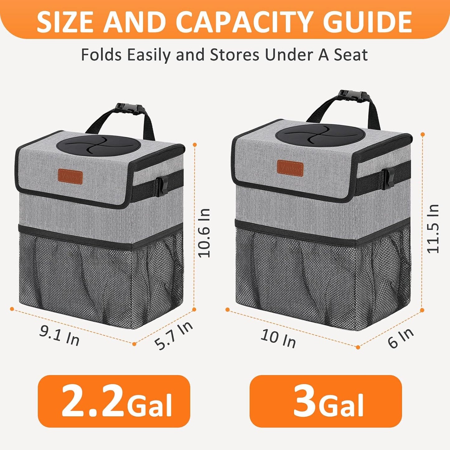 Bote De Basura Para Coche Impermeable Con Tapa — Cubo Plegable Antigoteo Para Puerta, Asiento O Consola