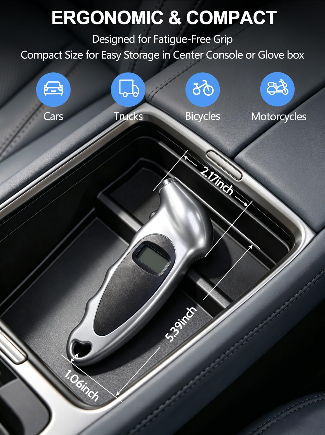 Manómetro Digital De Presión De Neumáticos 150 PSI — Lectura Precisa Con Pantalla LCD Retroiluminada Para Coche, Moto Y Bici