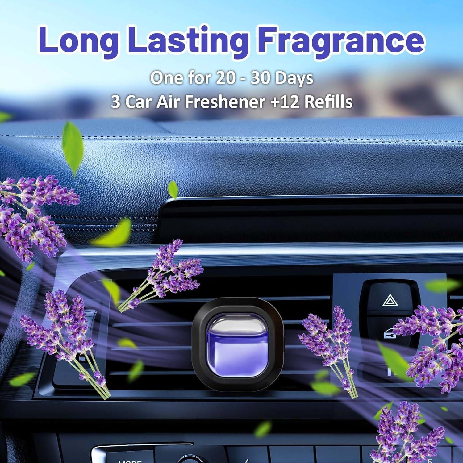 Ambientador De Coche Con 12 Recambios Y 3 Clips De Rejilla — Aroma Duradero Meses, Discreto